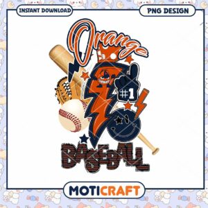 Orange Baseball PNG Design for Instant Download Art