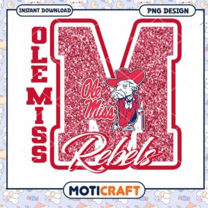 Ole Miss Rebels Glittery M PNG Design Instant Download