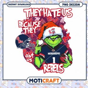 Ole Miss Grinch Rebels PNG Holiday Sports Design Download