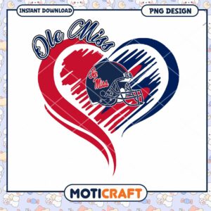 Ole Miss Heart Design PNG Instant Download Artwork