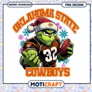 Oklahoma State Cowboys Grinch Football PNG Design Download