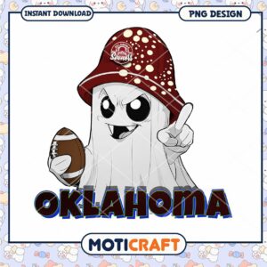 Oklahoma Ghost Football Fan Art PNG Instant Download Design