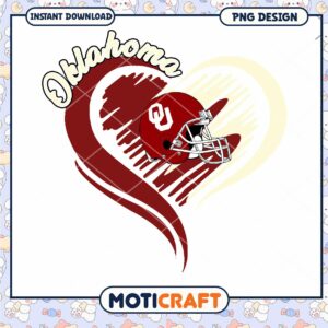 Oklahoma Heart Design with Football Helmet PNG Download