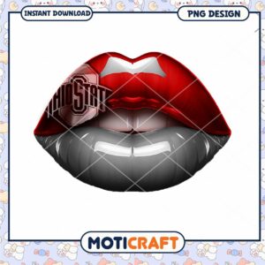 Ohio State Themed Lip Art PNG Instant Download Design