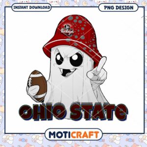 Ohio State Ghost Halloween Football PNG Design Download