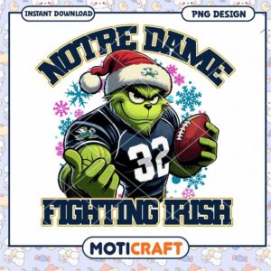 Notre Dame Fighting Irish PNG Grinch Football Design