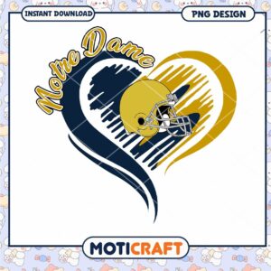 Notre Dame Football Heart PNG Design Instant Download
