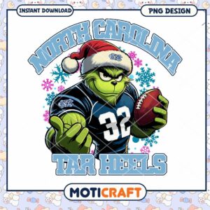 North Carolina Tar Heels Grinch PNG Design Download
