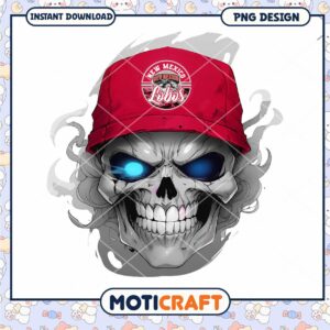 New Mexico Lobos Skull PNG Graphic for Instant Download