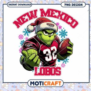 New Mexico Lobos Grinch Football PNG Download Design