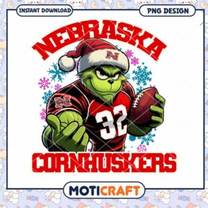 Nebraska Cornhuskers Grinch Football PNG Design Download