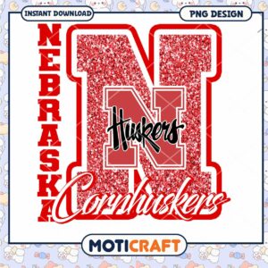 Nebraska Cornhuskers Glitter PNG Instant Download Design