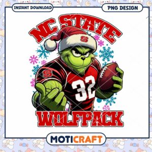 NC State Wolfpack Grinch Football PNG Instant Download