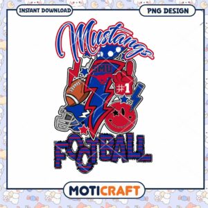 Mustang Football PNG Design Instant Download Graphic