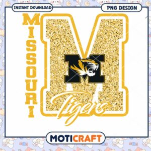 Missouri Tigers Gold Glitter PNG Instant Download Design