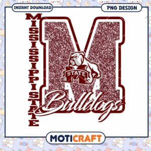 Mississippi State Bulldogs Glitter Monogram PNG Design