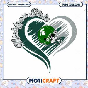Michigan State Spartans Heart Helmet PNG Design Download