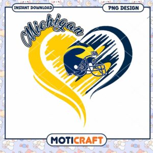 Michigan Heart Football Helmet PNG Design Download