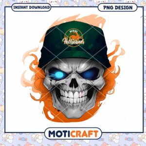 Miami Hurricanes Skull PNG Art for Instant Download