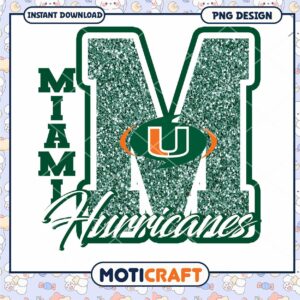 Miami Hurricanes PNG Design Glitter M Logo Download
