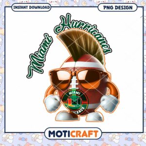 Miami Hurricanes PNG Design Cartoon Football Character