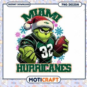 Miami Hurricanes Christmas Grinch PNG Download Design