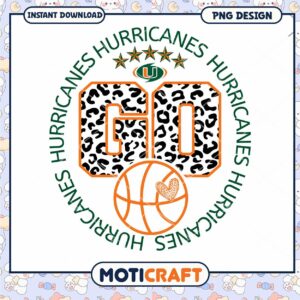 Miami Hurricanes Basketball PNG Design Instant Download
