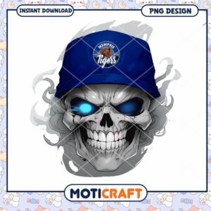 Memphis Tigers Skull Graphic PNG Instant Download Design