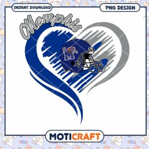 Memphis Tigers Heart Design PNG Instant Download Art