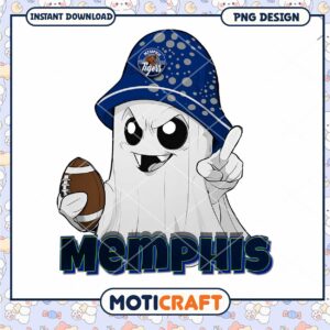 Memphis Tigers Ghost with Football PNG Graphic Design
