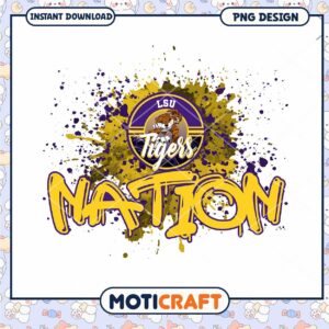 LSU Tigers Nation PNG Design for Instant Download