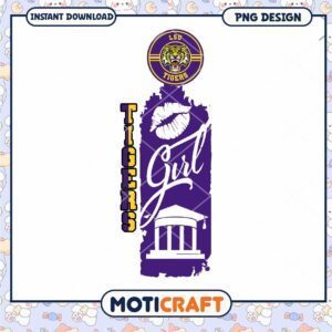 LSU Tigers Girl PNG Design for Instant Download