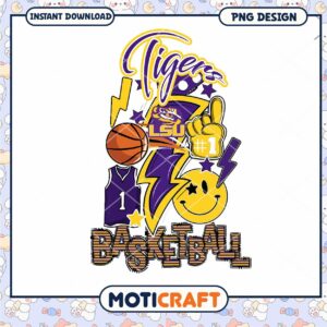 LSU Tigers Basketball PNG Instant Download Design Art