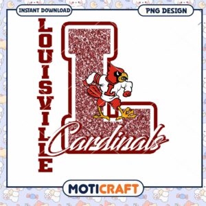 Louisville Cardinals Glitter PNG Digital Download Art