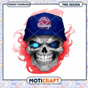 Louisiana Tech Bulldogs Skull PNG Instant Download Design
