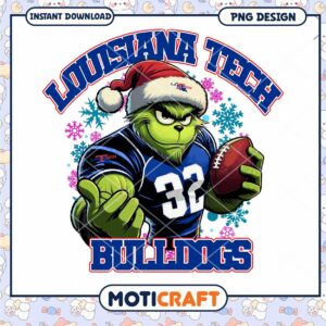 Louisiana Tech Bulldogs Grinch Football PNG Design