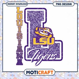 Louisiana State Tigers Glittery Design PNG Instant Download