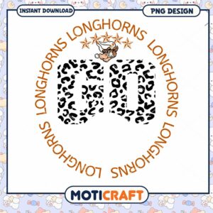 Longhorns Leopard Print Go PNG Design Instant Download
