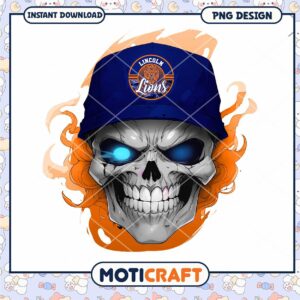 Lincoln Lions Skull PNG Design for Instant Download