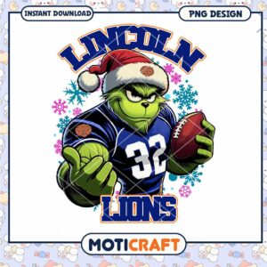 Lincoln Lions Grinch Football PNG Graphic Design Download