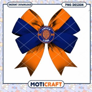 Lincoln Lions Cheer Bow PNG Instant Download Design