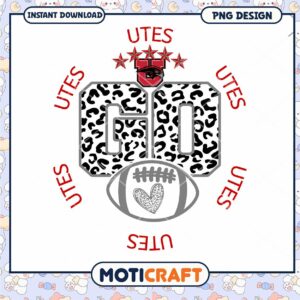 Leopard Print Go Utes Football PNG Design Download