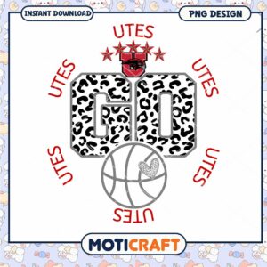 Leopard Print Go Utes Basketball PNG Digital Download