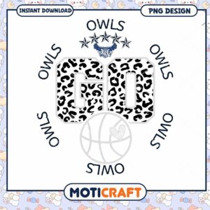 Leopard Print Go Owls Basketball PNG Design Download