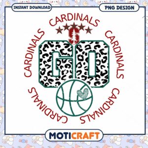 Leopard Print Cardinals Go Basketball PNG Design Download