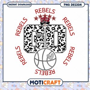 Leopard Print Basketball Go Rebels PNG Design Download