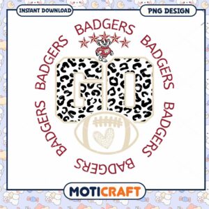 Leopard Print Badgers Go Football PNG Design Download