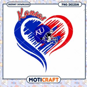 Kansas Football Heart Design Instant Download PNG Art