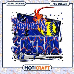 Jayhawks Softball PNG Design for Instant Download