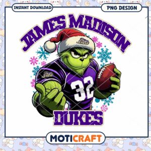 James Madison Dukes Grinch Football PNG Design Download